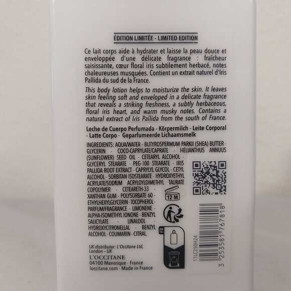 L'OCCITANE Limited Edition Herbae Iris pallida Perfumed Body Milk 250ML NEW - Picture 4 of 5